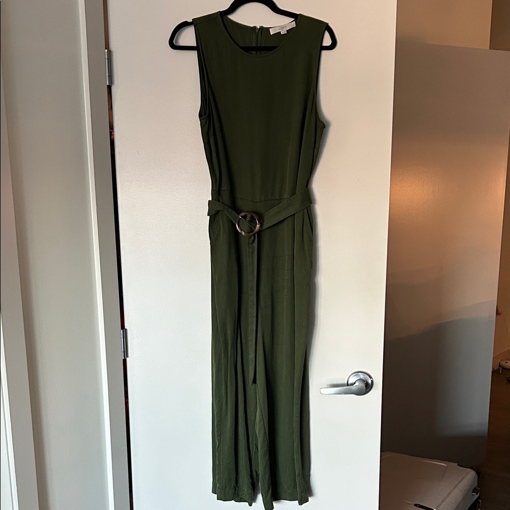 Loft Sleeveless Olive Green Jumpsuit with Belt, Sz 12P